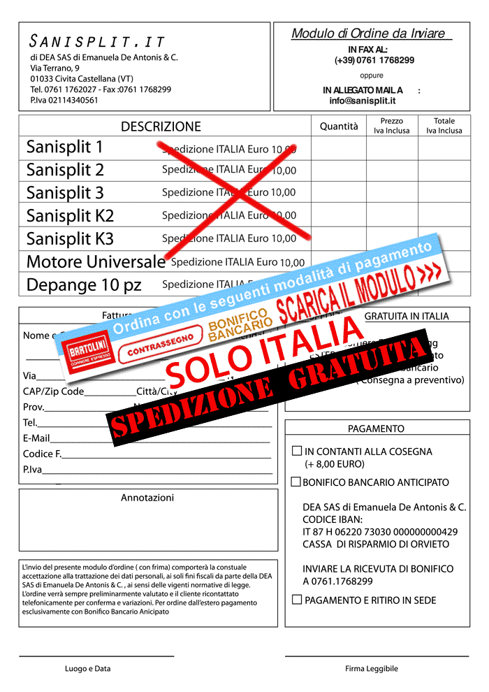 Scarica il Modulo D'ordine